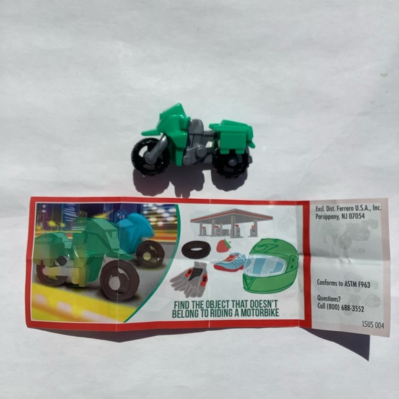 Kinder Joy Yellow & Green Motor Bikes Motorcycles - Picture 3 of 12